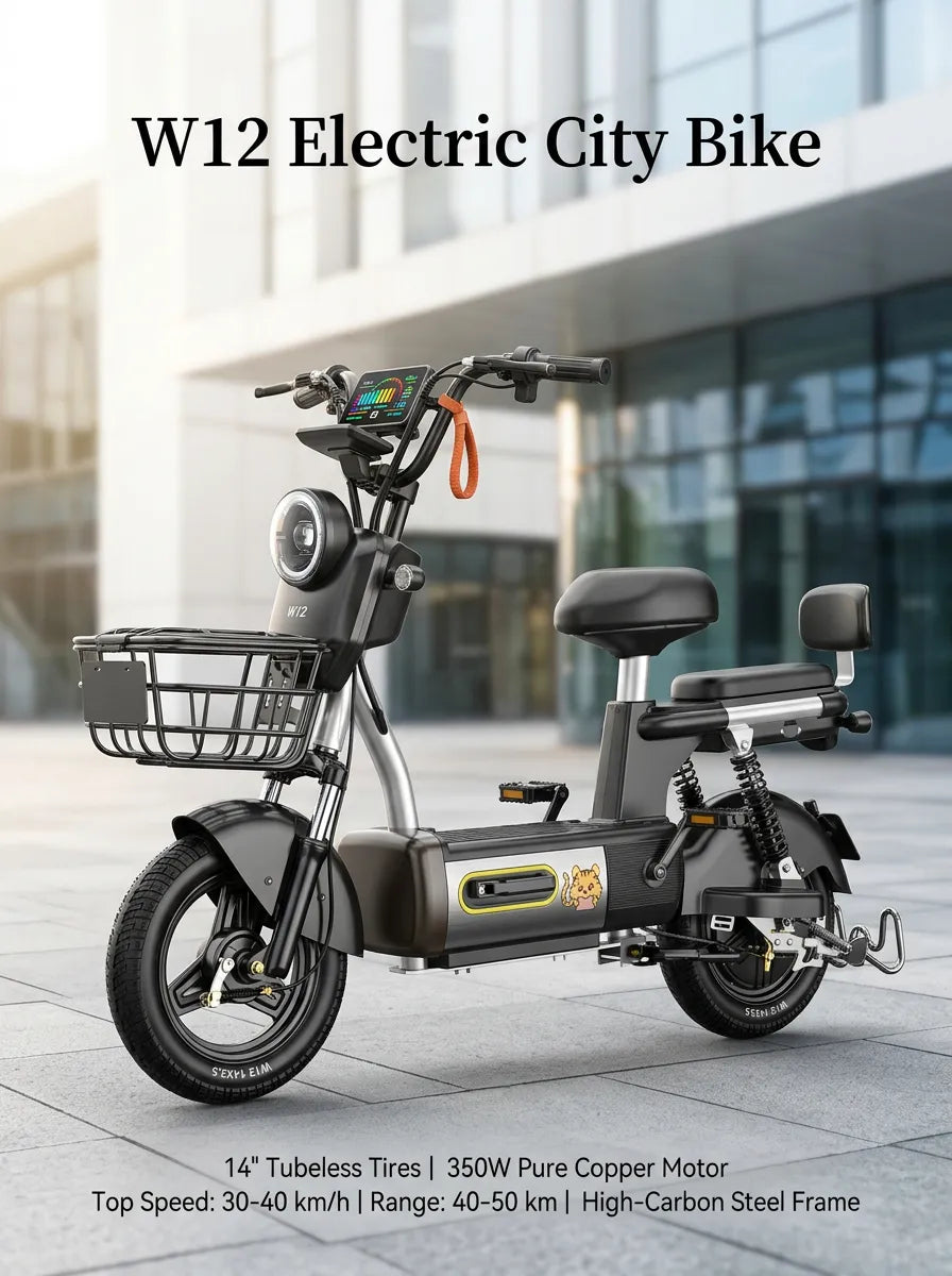 W12 14 Inch Electric Bicycle, Max Speed 25km/h, 350W, 20Ah Battery